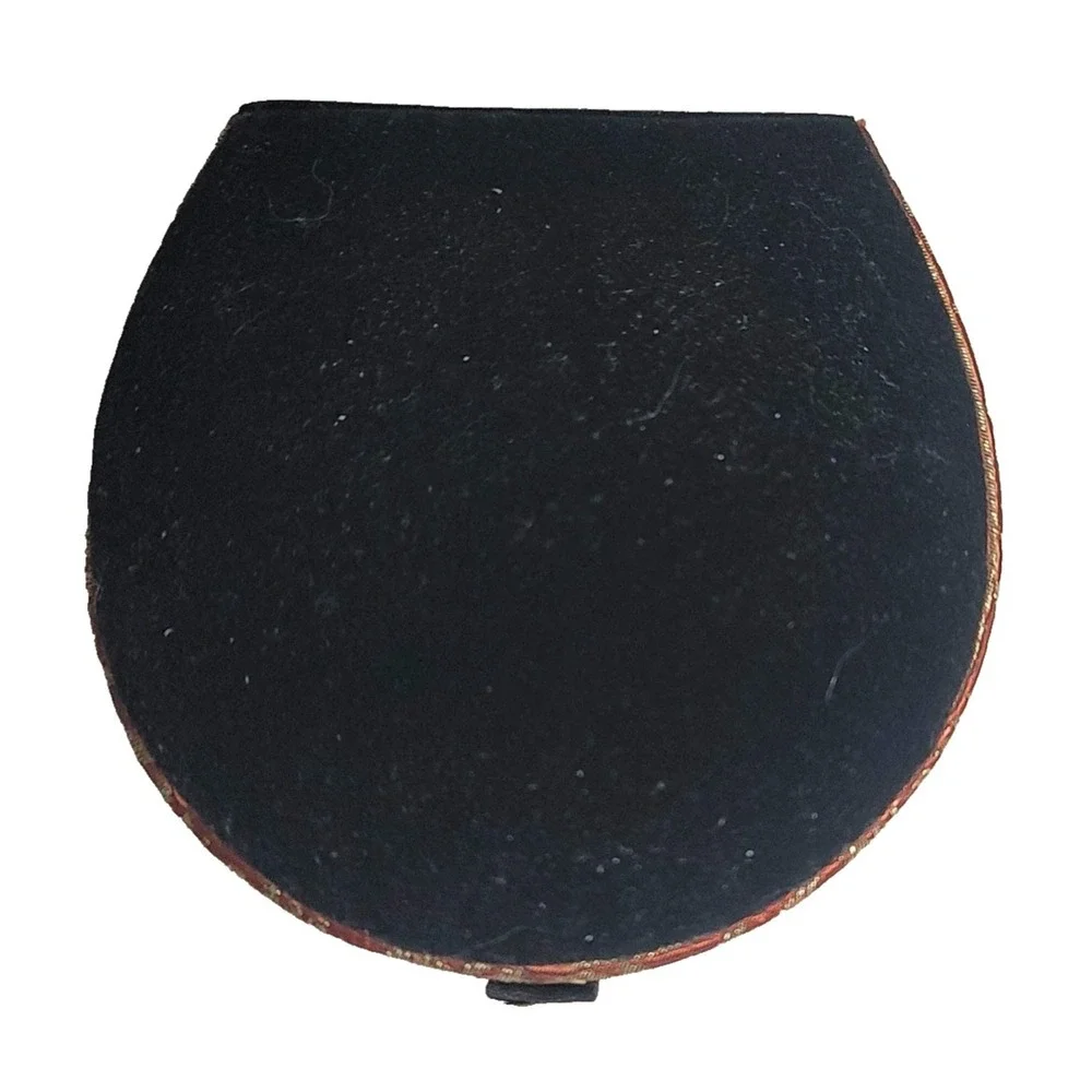 Tapestry Fabric Jewelry‎ Trinket Box Black Velvet Lined Small Round Keepsake